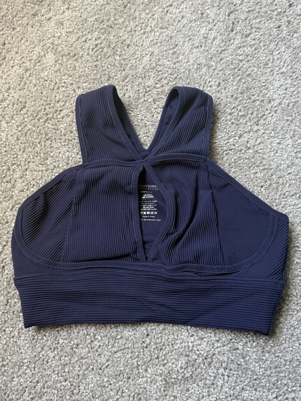 Buff Bunny Ribbed Navy High-Neck Sports Bralette